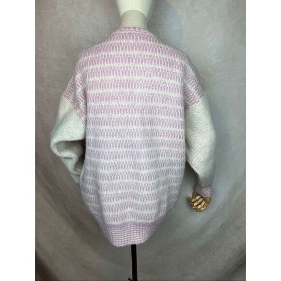 Vintage Pink Snowflake Sweater 100% Wool Size Large Iceland Plus Size - Picture 5 of 7